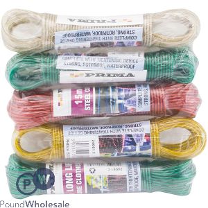 Prima Steel Core Clothesline 15m Assorted Colours