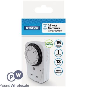 Status 24 Hour 13Amp Mechanical Plug In Timer Switch
