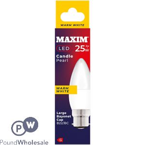 Maxim 3w=25w Candle Pearl Warm White B22 Bc Led Light Bulb