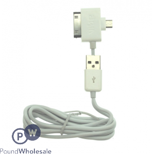 2-in-1 White Apple & Android Usb Charge And Sync Data Cable