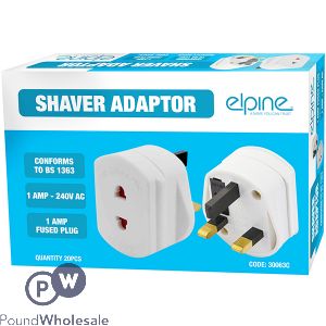 Elpine 1a-240v-ac Fused Bs1363 Shaver Adaptors 20pc