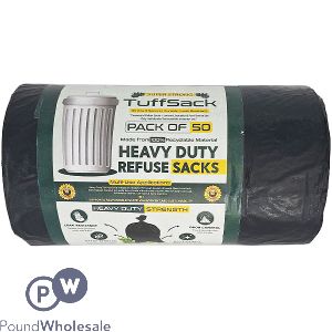 Pound Wholesale Tuffsack 19 Micron Super Strong Black Bin Bags 50 Roll 70l