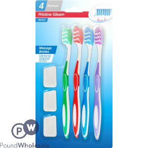 PRISTINE GLEAM MEDIUM TOOTH BRUSHES 4-PACK