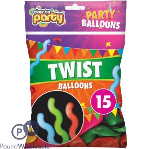 Time To Party Twist Balloons 15pk