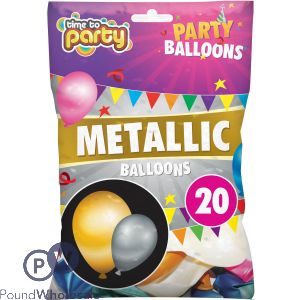 Time To Party Metallic Balloons 20pk