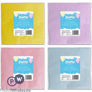 COLOURFUL PAPER NAPKINS 2 PLY 30 PACKS ASSORTED COLOURS