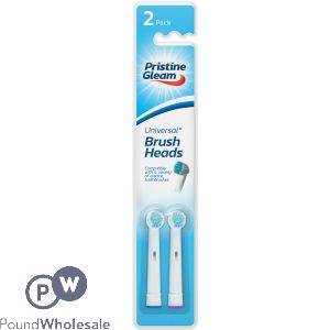 PRISTINE GLEAM UNIVERSAL POWER TOOTHBRUSH HEADS 2 PACK