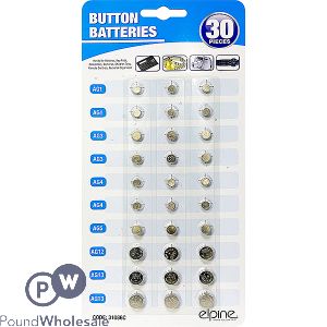 Elpine 1.5v Button Cell Batteries 30pc