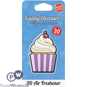 GUILTY PLEASURES VANILLA &amp; CHERRY CUPCAKE 3D CAR AIR FRESHENER