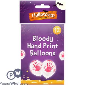 HALLOWEEN ACCESSORIES BLOODY HAND PRINT BALLOONS 12 PACK