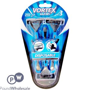 VORTEX MEN&#039;S TRIPLE BLADE DISPOSABLE RAZORS 3 PACK