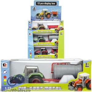 Die-cast 1:72 Metal Tractor & Trailer Play Set Cdu Assorted