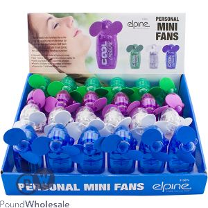 Elpine 4500rpm Personal Electric Mini Fans 10cm X 5cm Cdu Assorted Colours