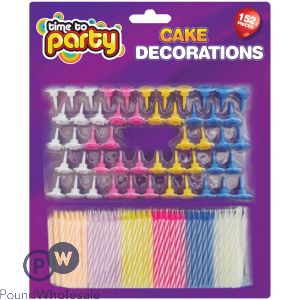 Party Time Candle Cake Decorations 152 Pieces