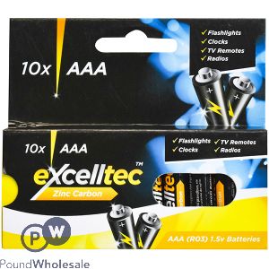 EXCELLTEC ZINC CARBON AAA BATTERIES 10 PACK