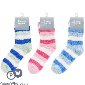 ELEANOR WESCOTT ONE SIZE LADIES STRIPE COSY SOCKS ASSORTED