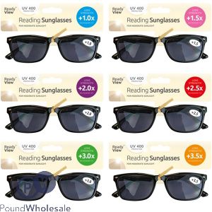 Ready View Uv 400 Black Reading Sunglasses Assorted