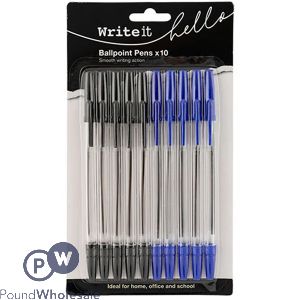 Write It Assorted Colours Ballpoint Pens 10 Pack