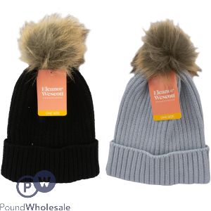 Eleanor Wescott Women's Faux Fur Pom Pom Winter Hat Assorted Colours