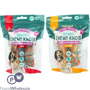 Pure Breed Collagen Chewy Knots Dog Treats 2 Pack Assorted