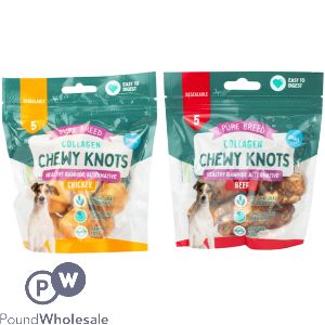 Pure Breed Collagen Chewy Knots Dog Treats 5 Pack Assorted