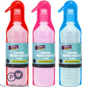 Cooper &amp; Pals Dog Travel Water Bottle 500ml Assorted Colours