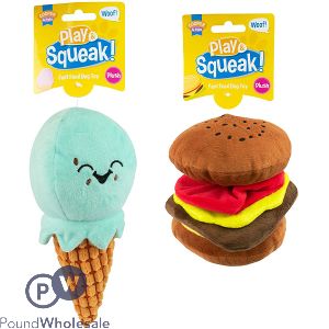 Cooper &amp; Pals Play &amp; Squeak Fast Food Plush Dog Toy Assorted