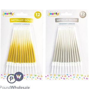 Jaunty Metallic Gradient Candles 12 Pack Assorted Colours