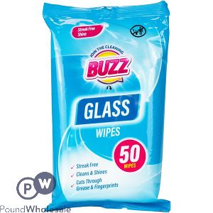 Buzz Glass Wipes 50 Pack