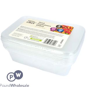 Every Chef Clear Plastic Food Containers 650ml 5 Pack