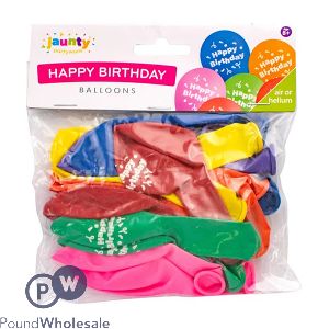Jaunty Assorted Colour Happy Birthday Balloons 20 Pack