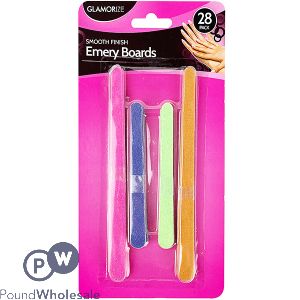 GLAMORIZE SMOOTH FINISH EMERY BOARDS ASSORTED 28 PACK