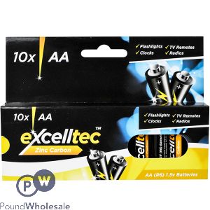 Excelltec Zinc Carbon AA Batteries 10 Pack