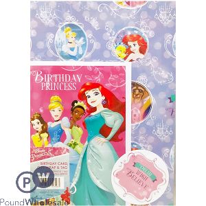 Disney Princess Birthday Card Gift Wrap Tag Set