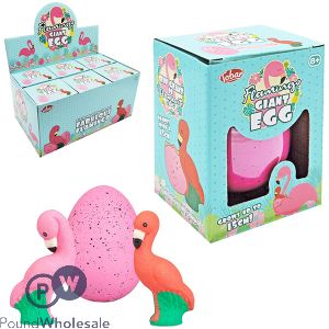 TOBAR FLAMINGO GIANT EGG 15CM CDU ASSORTED COLOURS