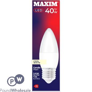 Maxim 6w=40w Candle Pearl Cool White E27 Es Led Light Bulb