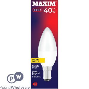 Maxim 6w=40w Candle Pearl Warm White B15d Sbc Led Light Bulb