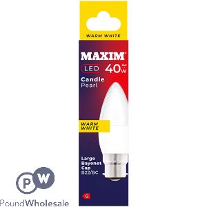 Maxim 6w=40w Candle Pearl Warm White B22 Bc Led Light Bulb