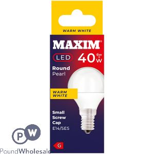 Maxim 6w=40w Round Pearl Warm White E14/ses Led Light Bulb