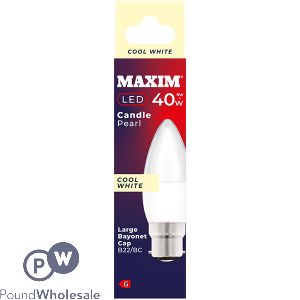 Maxim 6w=40w Candle Pearl Cool White B22 Bc Led Light Bulb