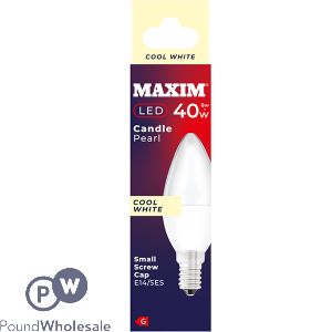 Maxim 6w=40w Candle Pearl Cool White E14 Ses Led Light Bulb