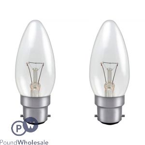 Status 40w Small Bayonet Cap Clear Candle Bulb 2 Pack
