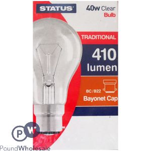 Status 40w Bayonet Cap Round Clear Bulb