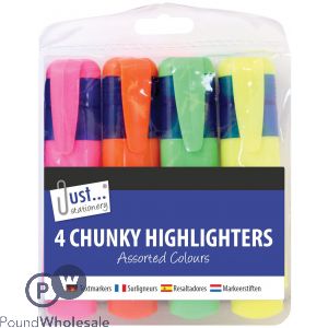 Just Stationery Chunky Highlighters Assorted Colours 4 Pack