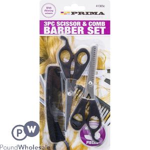 PRIMA SCISSOR & COMB BARBER SET 3PC