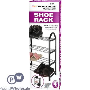 PRIMA 4 TIER BLACK SHOE RACK 41.5 X 18.5 X 55CM