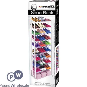 Prima 30 Pairs White Shoe Rack 141 X 54.3 X 25.4cm