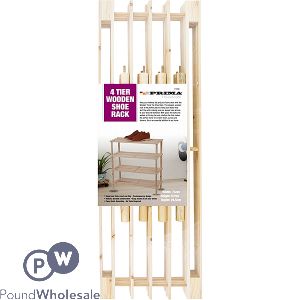 PRIMA 4 TIER NATURAL WOODEN SHOE RACK 74 X 67 X 26.5CM