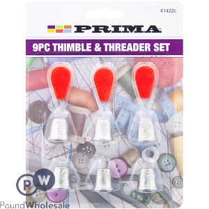 PRIMA THIMBLE &amp; NEEDLE THREADER SET 9PC