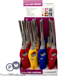 Prima Electronic Gas Lighter Assorted Colours Cdu